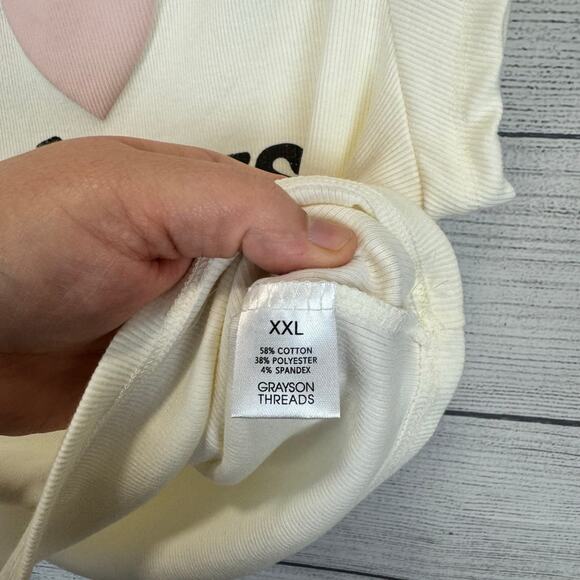 Grayson Threads Plus Size Cream Ribbed I Love Cowboys Crop Tee Size XXL - Picture 5 of 6